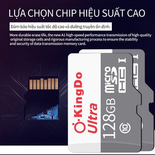 【Đầu đọc thẻ miễn phí】Kingdo 128GB Thẻ nhớ MicroSD Class 10 Tốc độ cao (màu xám)