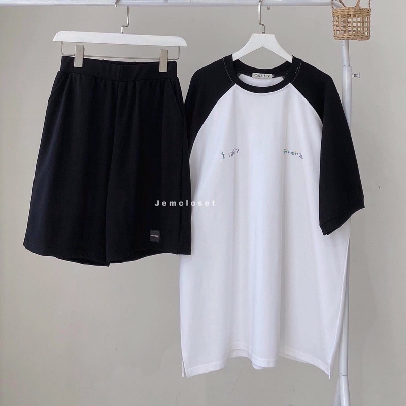 {Ảnh Thật} sét bộ đồ áo quần mặc nhà RAPLANG áo phông tay lỡ rộng tay phối basic kèm quần short đùi thể thao