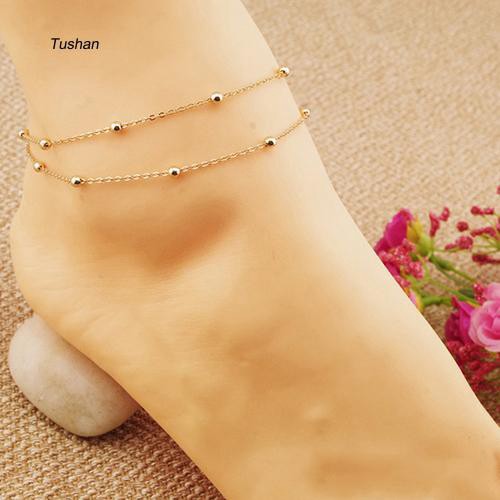 TUSH_Sexy Double Layer Bracelet Ankle Chain Anklet Hand Chain Beads Lady Jewelry Gift | BigBuy360 - bigbuy360.vn