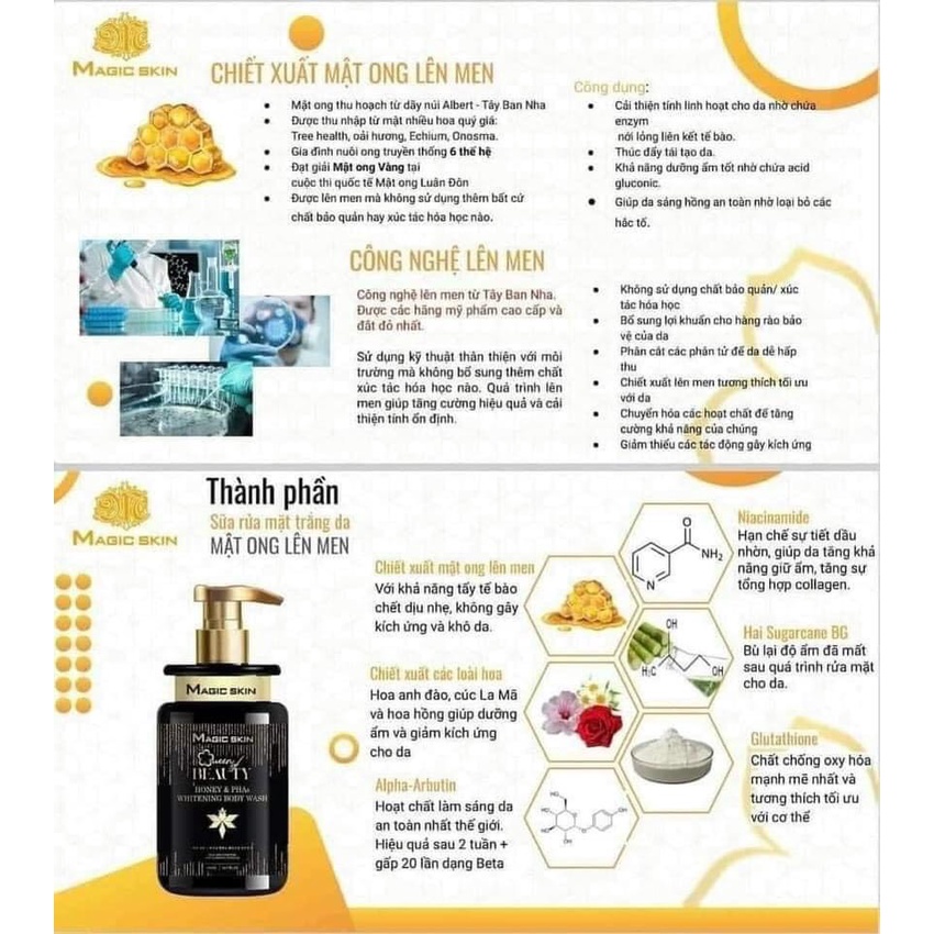 Sữa tắm trắng da MEN MẬT ONG Magic Skin MỚI
