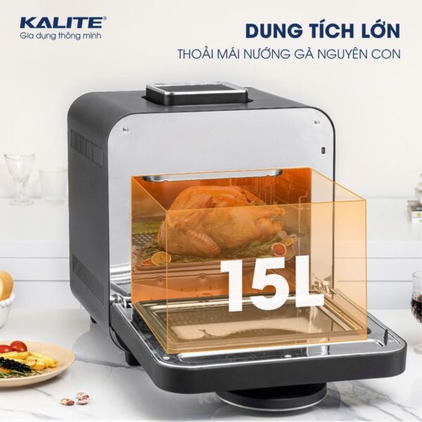 Nồi Chiên Không Dầu Hơi Nước Kalite Steam Star Dung Tích 15L - chiên nướng hấp 3 Trong 1 - bảo hành chính hãng 24 tháng