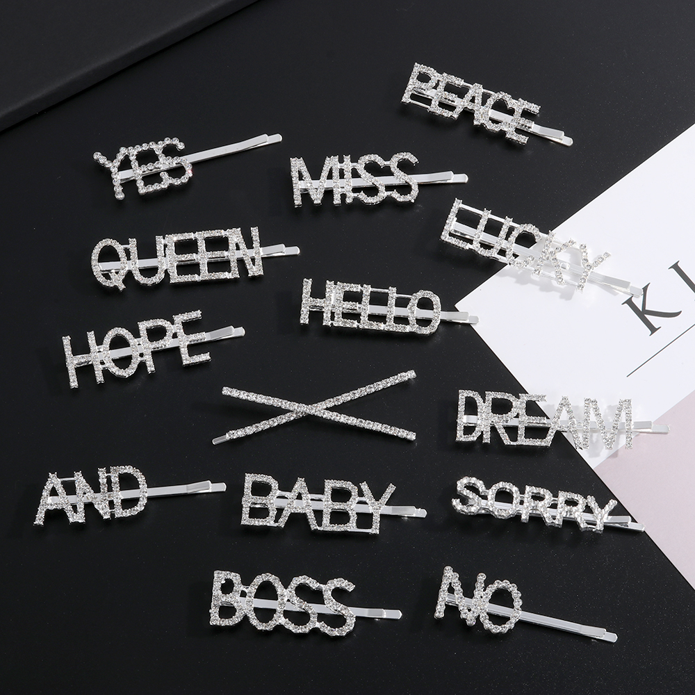 Kẹp Tóc Hình Chữ Đính Đá Lấp Lánh Cho Nữ