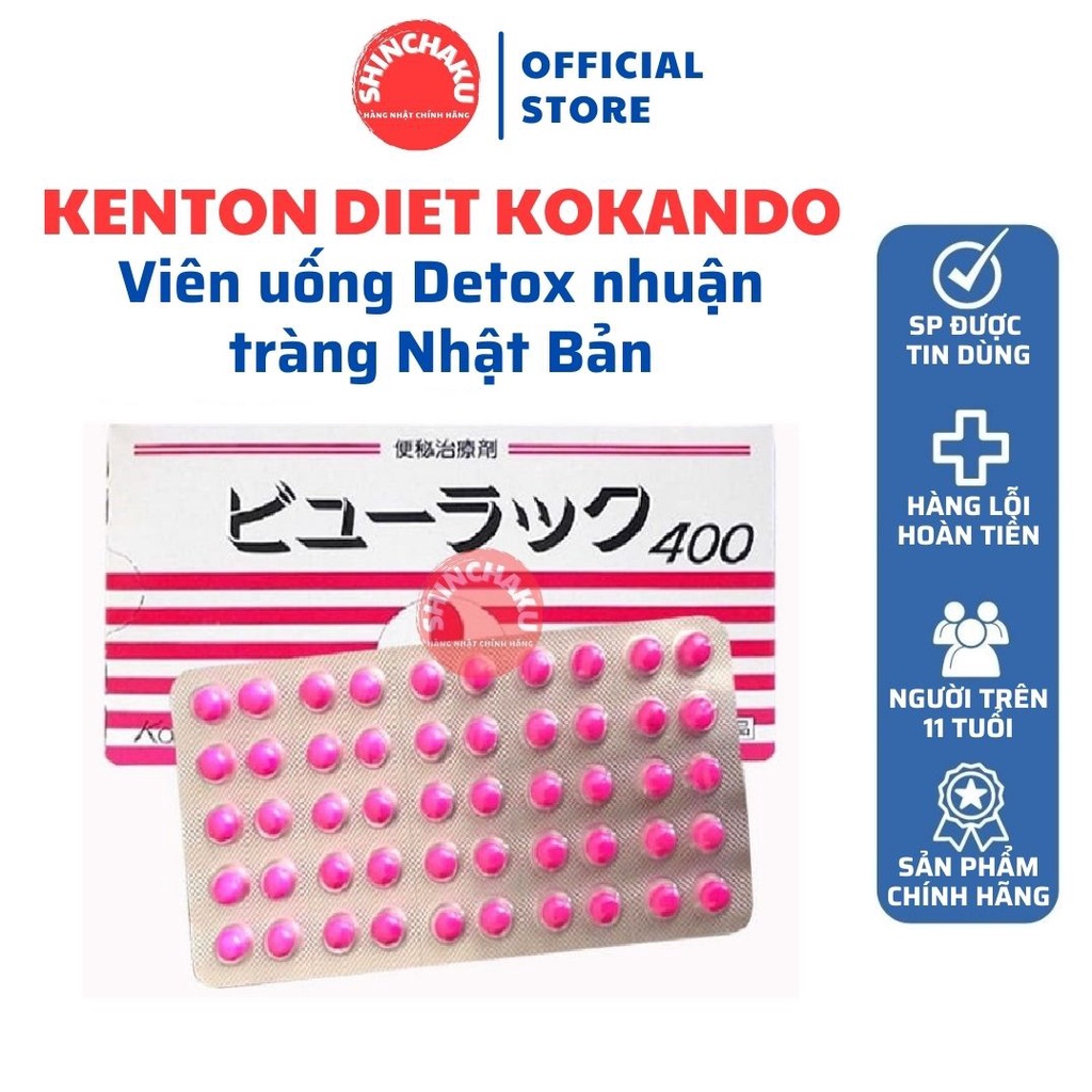 Viên uống Detox nhuận tràng Kenton Diet Kokando Nhật Bản - 01 hộp 08 vỉ