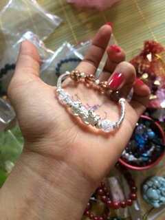 Thạch anh Tóc Nâu charm tỳ hưu Bạc 10 li