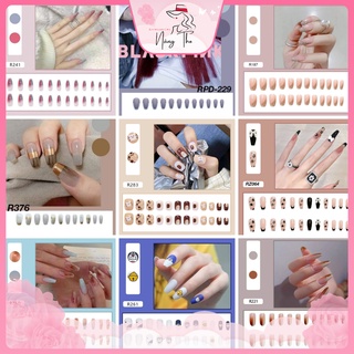 Móng giả đính đá bộ 24 móng kèm keo hin nail chống thấm nước hàng cao cấp - nail box dán