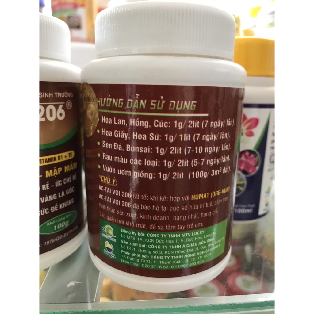 Phân bón AC-TAI VOI 206 - Lọ 100Gr - Tốt rễ , Mập mầm. Phân bón ra rễ mạnh.