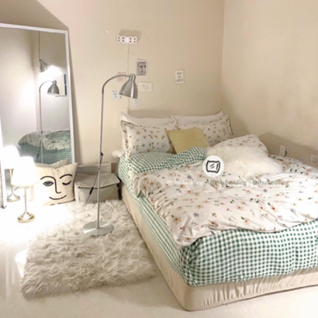 Bộ chăn ga gối poly cotton: hoa nhí nâu nhạt | BigBuy360 - bigbuy360.vn