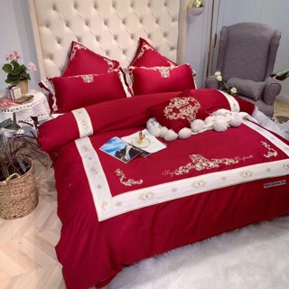Set chăn ga lụa  thêu mới nhất, hàng 7 món cao cấp