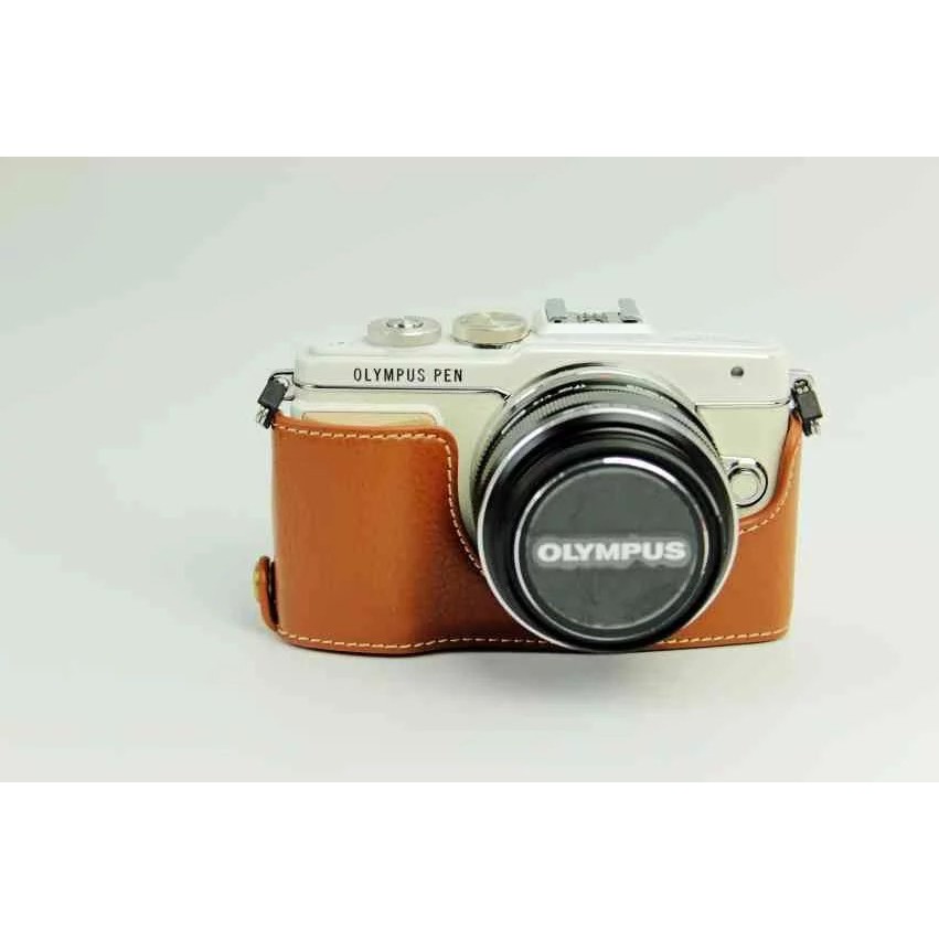Ốp lưng nửa máy ảnh bằng da thật cho Olympus E-PL9 EPL9