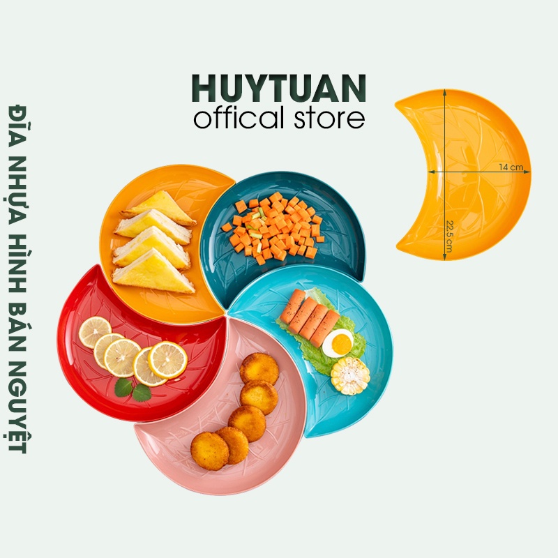 Đĩa đựng trái cây, hoa quả, bánh kẹo, đồ ăn hình bán nguyệt - Đĩa nhựa decor nhiều màu bắt mắt (DBN05)