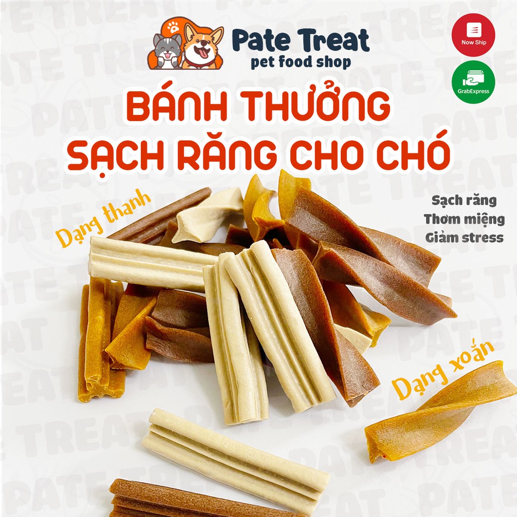 Treat Bánh Thưởng Cho Chó Giúp Sạch Răng Cung Cấp Canxi Protein Dạng Thanh 3 Vị Bò Gà Sữa PATE TREAT Thức Ăn Cho Chó Mèo