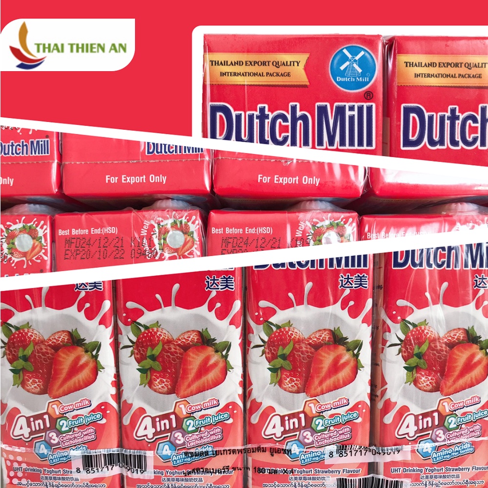 Sữa chua BrightWin F4 phim Vườn Sao Băng Thái Lan sữa chua uống tiệt trùng vị dâu Dutch Mill strawberry