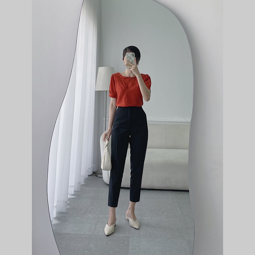 Áo kiểu nữ sơ mi công sở thời trang Eden trẻ trung xinh đẹp freesize cổ tròn cách điệu dễ dàng phối đồ - ASM124