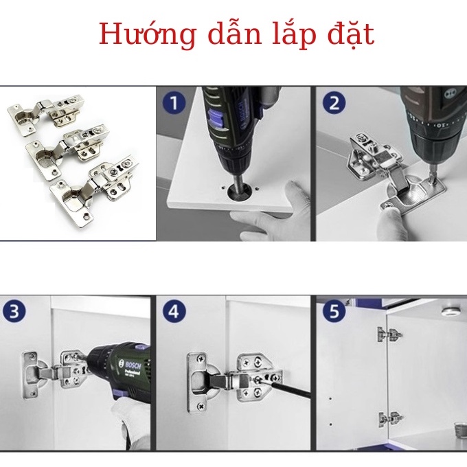 Combo 4 Bản lề tủ Bản lề inox Bản lề giảm chấn Nguyên Việt cao cấp chống gỉ sét