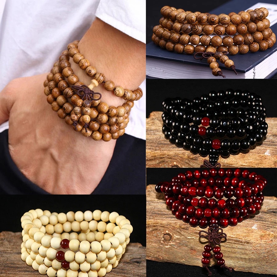 Chuỗi Hạt Phật Giáo 108 Hạt Gỗ Đàn Hương Làm Vòng Tay Handmade Điều Chỉnh Được Dành Cho Nam Và Nữ