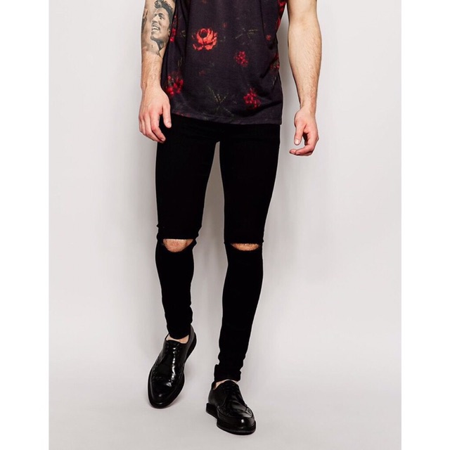 Quần Jeans nam đen rách gối phong cách - [Ảnh thật] | BigBuy360 - bigbuy360.vn