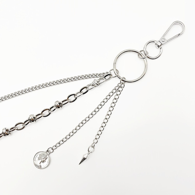 Youyo Quần Dài Phối Chuỗi Xích Hai Lớp Hình Chân Dung Phong Cách Hip hop Đường Phố Cho Nữ