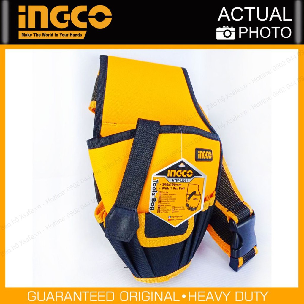 Túi dụng cụ đeo hông Ingco HTBP03011 6 ngăn, tải trọng 8kg, tặng kèm đai lưng, giỏ đựng đồ nghề năng cơ khí, điện lạnh