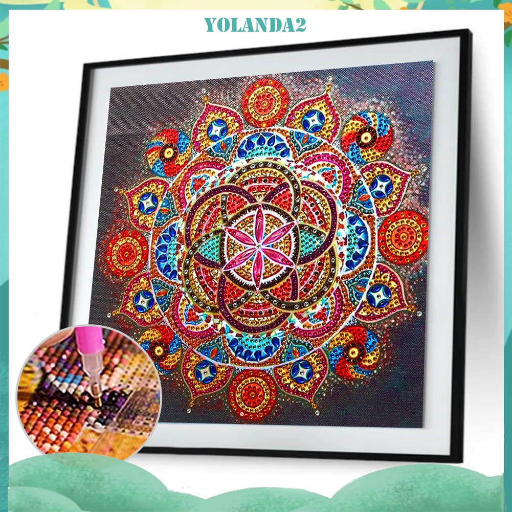 Bộ tranh đính đá 5D họa tiết hoa văn Mandala độc đáo DIY dùng trang trí nhà cửa