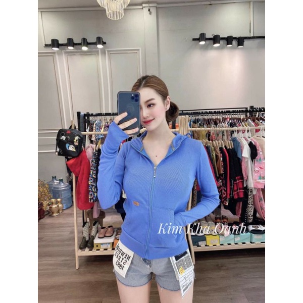 Áo Khoác Thun Gân Ôm Body, Tôn Dáng. Mẫu Logo Tay và Eo [Có 2 túi ngoài &amp; 2 túi trong]