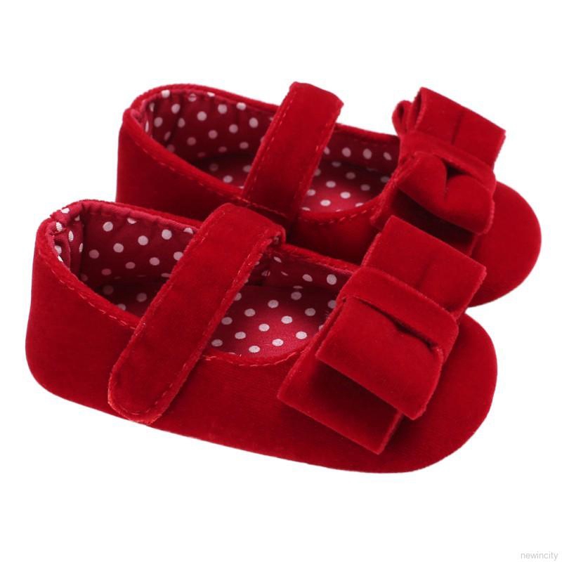 Giày công chúa vải nhung phối nơ xinh xắn dành cho bé gái