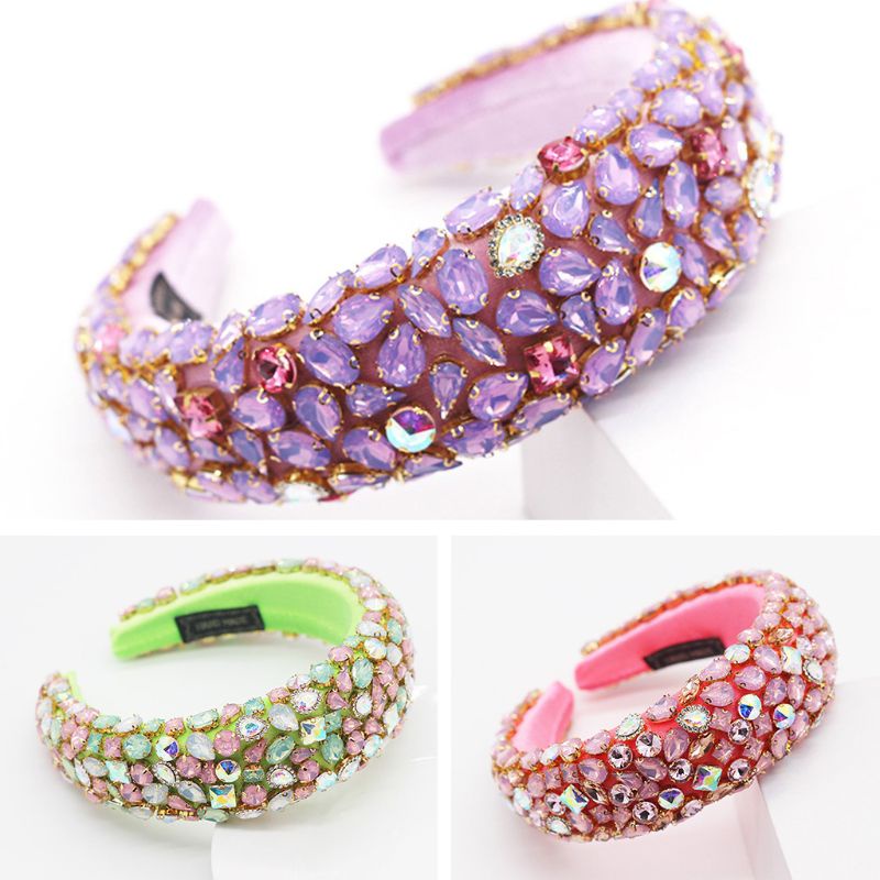 Flgo Băng Đô Mút Xốp Đính Đá Pha Lê Màu Kẹo Ngọt Phong Cách Baroque