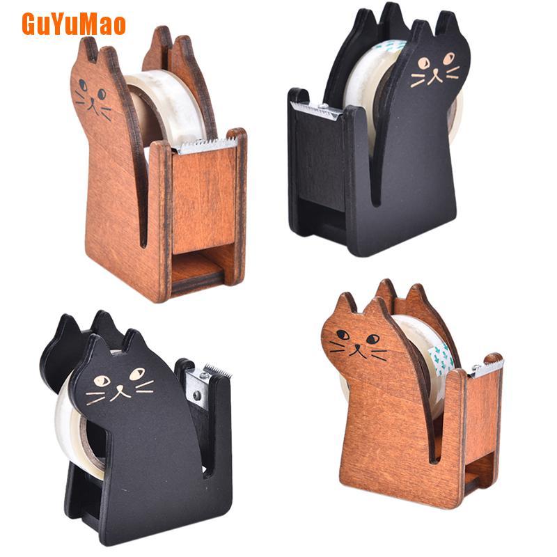 [GUYU] Bộ phân phối băng keo gỗ hình mèo dễ thương ngộ nghĩnh / máy cắt băng HOO
