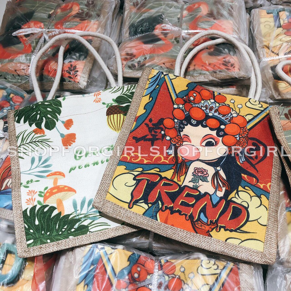 Túi cói mini nhiều hình size 21cm túi đựng cơm | BigBuy360 - bigbuy360.vn