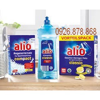 Muối rửa bát alio 2kg+100 viên alio+1000ml nước làm bóng alio - 0926878868