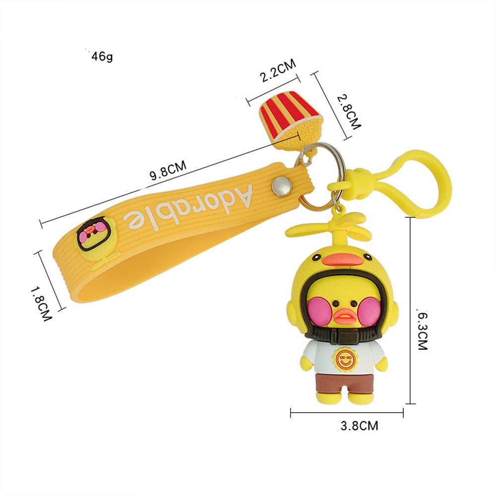 Móc khóa hình vịt con đội nón bảo hiểm xinh xắn