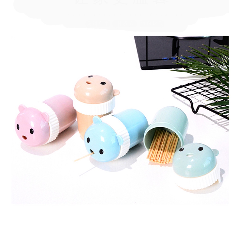 Hũ Ống Đựng Tăm Xỉa Răng Mặt Gấu Đáng Yêu CDS1087- Lọ Hình Tròn Decor Bàn Ăn