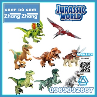 Đồ chơi Xếp hình Khủng long Velociraptor T-Rex Pterosaur Tyrannosaurs Triceratops Dilophosaurus Minifigures YG77001