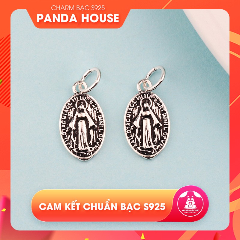 Charm bạc s925 đạo Thiên Chúa hình Đức Mẹ ban ơn size 15.5x8.9mm (charm treo) - Panda House