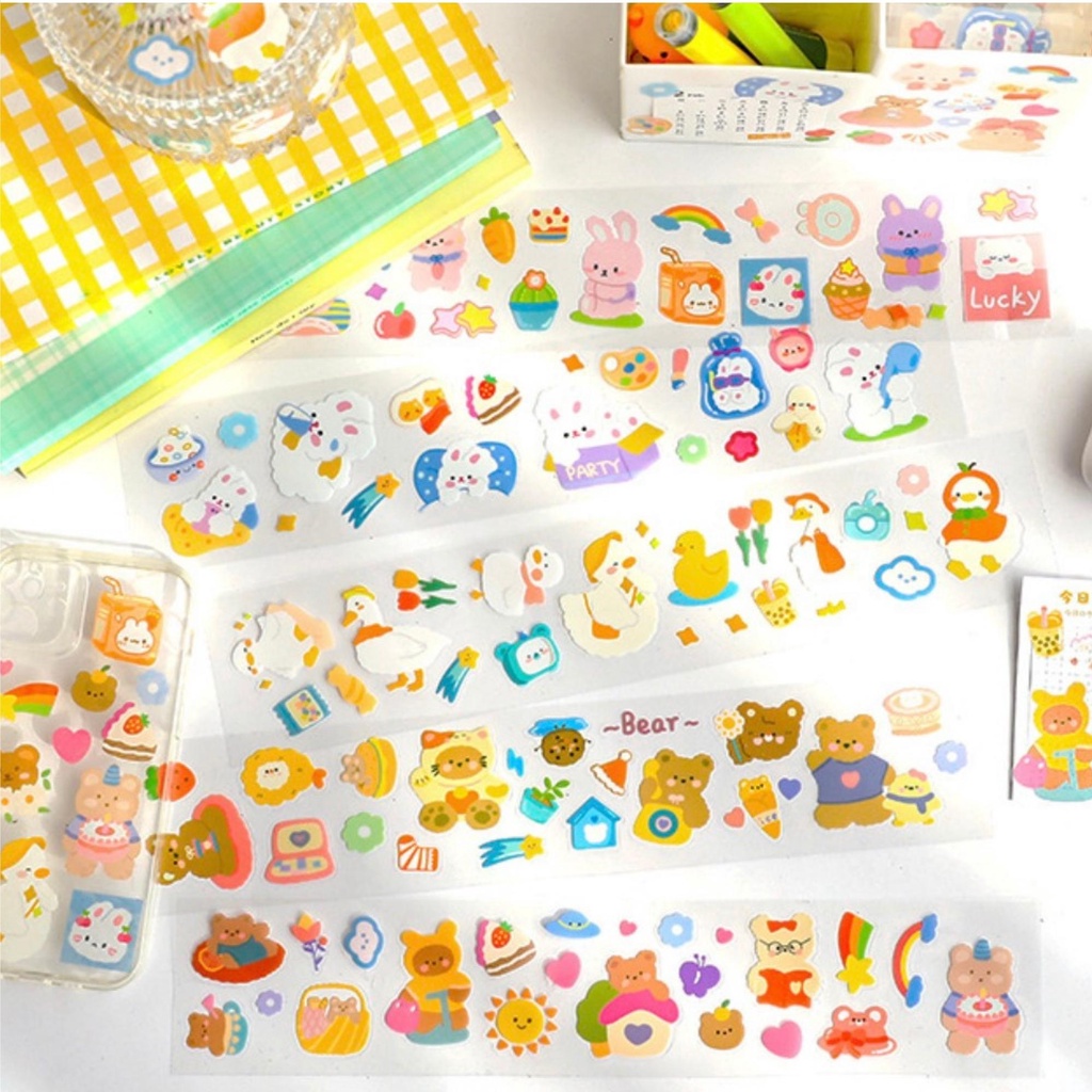 Sticker cute trang trí sổ dạng dây, nhãn dán chống nước dán mọi bề mặt