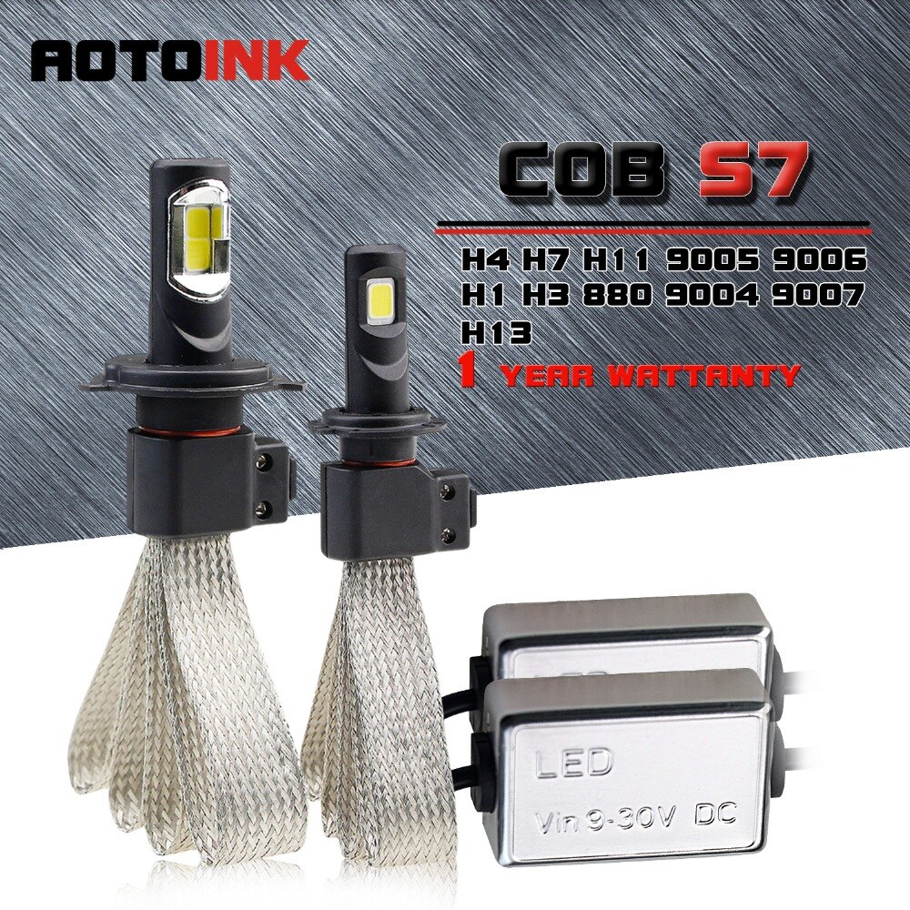 Set 2 Đèn Pha Xe Hơi H4 Led H7 H11 H8 9006 Hb4 H1 H3 Hb3 55w 8000lm