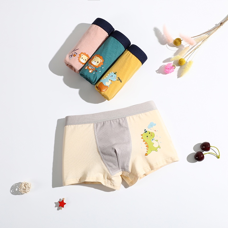 Set 4 quần lót boxer SMY cotton mềm mại thoáng khí họa tiết hoạt hình chất lượng cao dành cho bé trai