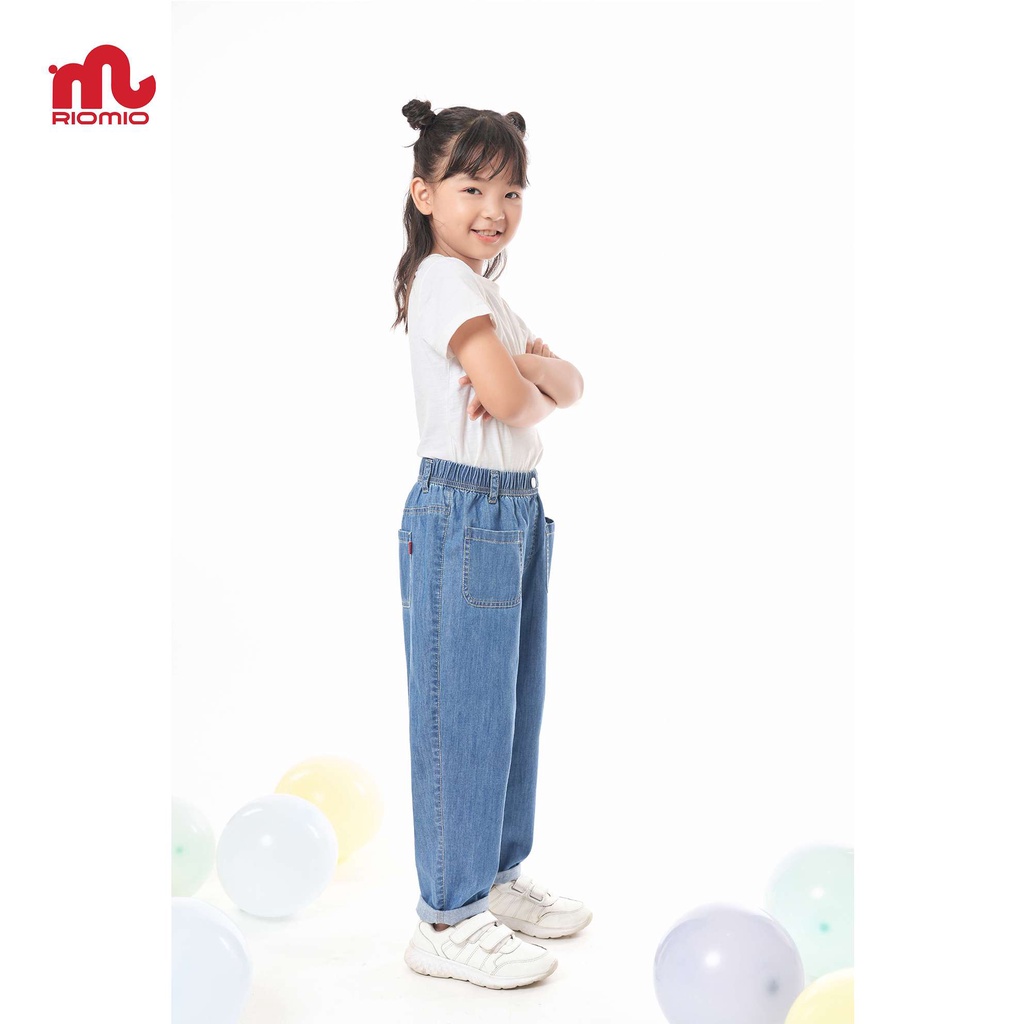 Quần jean cho bé gái 5-12 tuổi (20-50kg) ống suông RIOMIO đồng phục đi học đi chơi 100% cotton USA cao cấp - RO236
