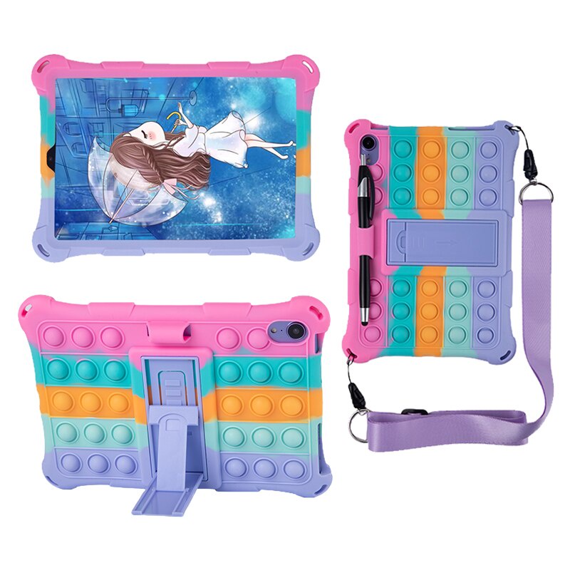 Ốp bảo vệ máy tính bảng bằng silicon mềm chống sốc có dây đeo và giá đỡ thích hợp cho iPad Mini 6 2021