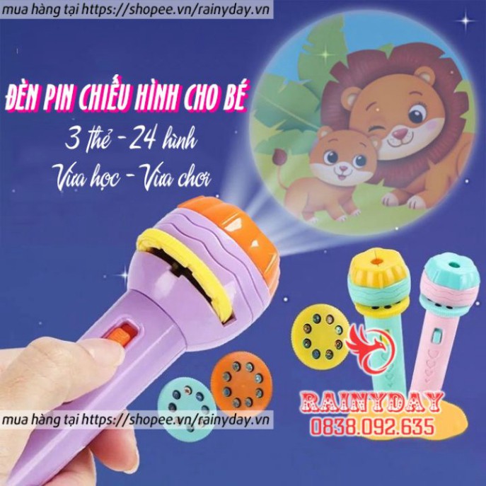 Đèn pin chiếu hình cho bé 24 hình động vật đồ chơi đèn pin kể chuyện cho bé