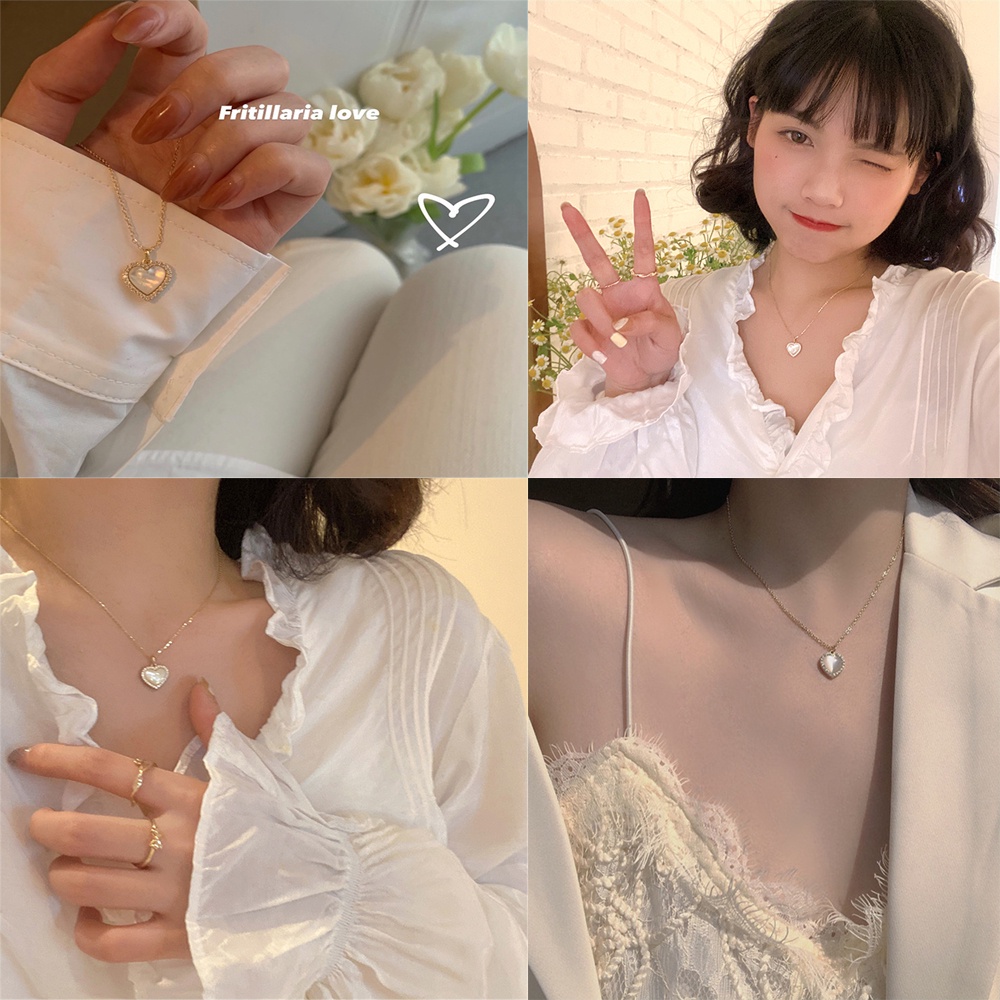 Vòng cổ mặt trái tim phong cách thời trang Hàn Quốc cho nữ