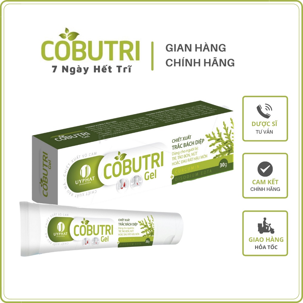 COBUTRI GEL - Gel bôi trĩ, táo bón TUÝP 20g kèm đầu thụt