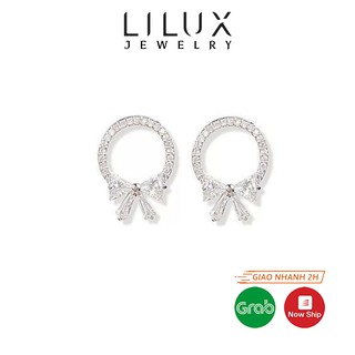 Khuyên tai bạc nữ hình nơ đính đá LILUX