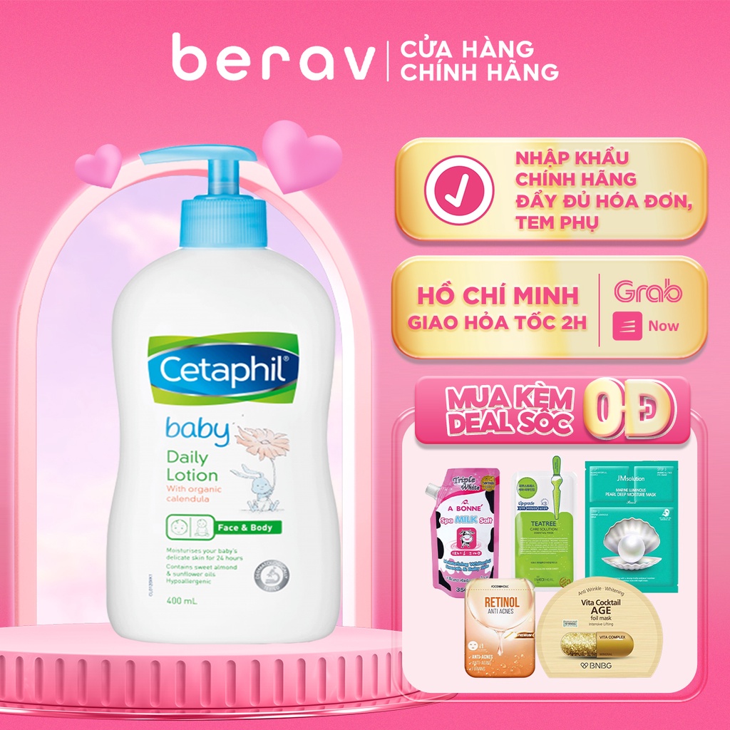 Sữa Dưỡng Ẩm CETAPHIL BABY DAILY LOTION  Dịu Nhẹ Hằng Ngày cho Bé with Organic Calendula 400ml