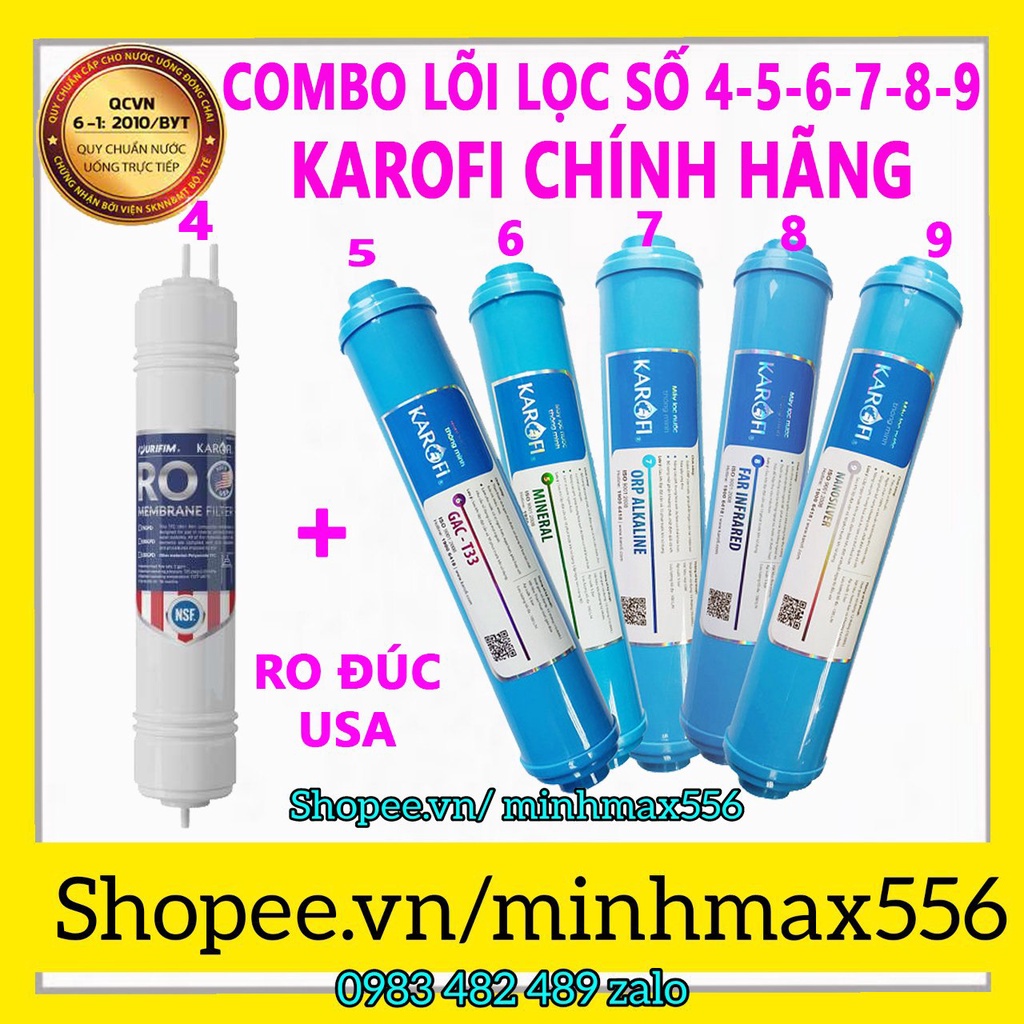 COMBO LÕI LỌC NƯỚC KAROFI 9C MỚI - GỒM RO ĐÚC MỸ - T33-MIN-FAR-NANO-ORP