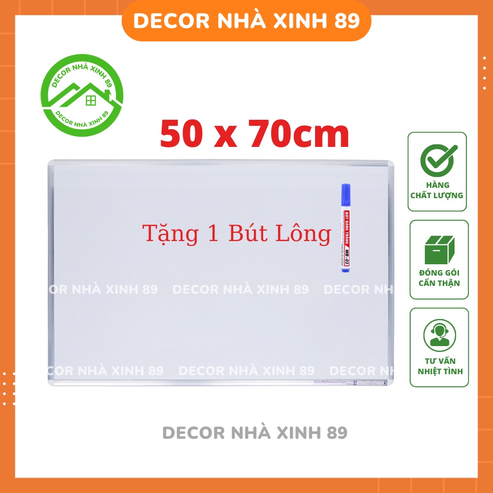 Bảng mica trắng 50x70cm viết bút lông viền nhôm kèm 1 bút lông bảng Nhật UNID, Bảng trắng dạy học giá rẻ - Decor Nhà Xin