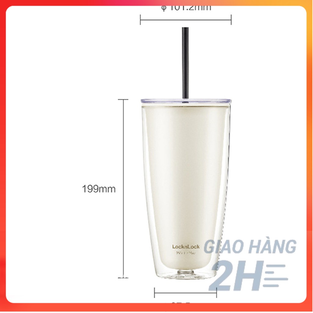 Ly nhựa 2 Lớp Lock&Lock 750ml HAP507 - Hàng chính hãng kèm ống hút cọ rửa,-hshop365