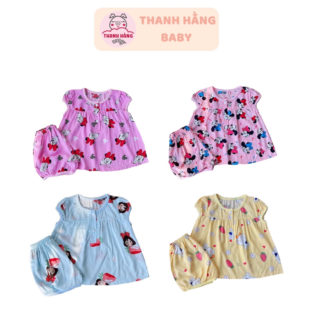 Bộ Lanh Cho Bé, Bộ Lanh Bé Gái Cộc Tay Mặc Cực Mát Cho Mùa Hè Thanh Hằng Baby 6 Đến 16 Kg