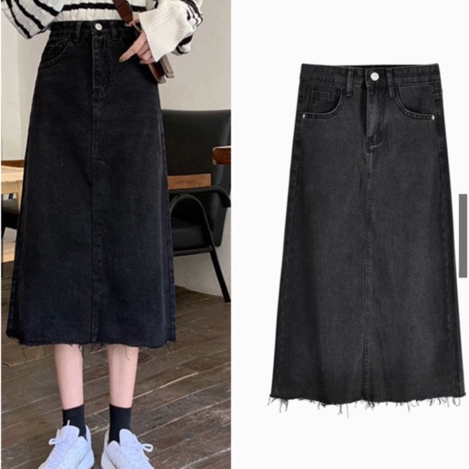 Chân Váy Denim Chữ A Lưng Cao Thời Trang Cho Nữ video và ảnh thật ở cuối CV46