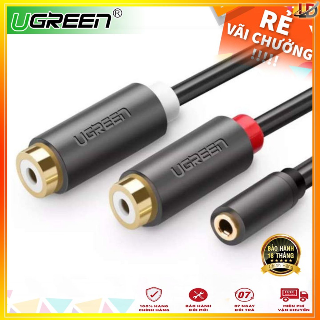 Cáp chuyển đổi 3.5mm cái sang 2 đầu RCA cái dài 20CM UGREEN 10562