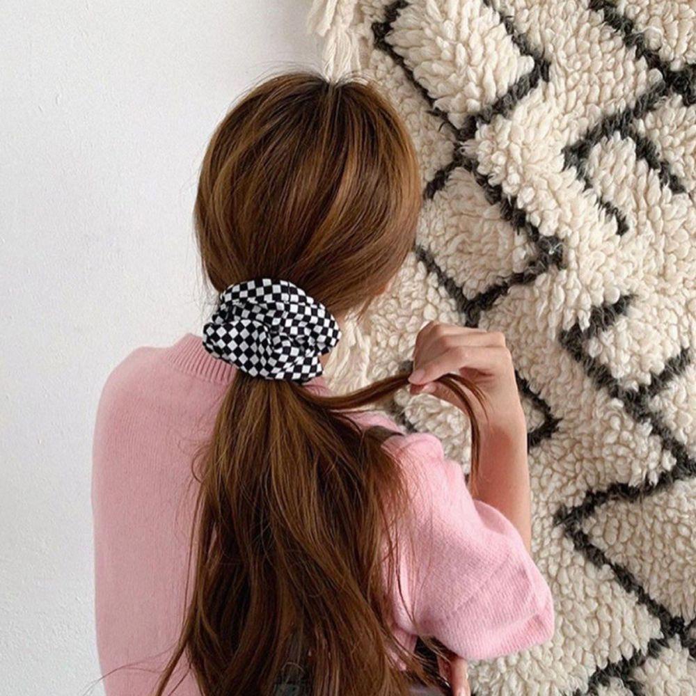 Dây Cột Tóc Họa Tiết Sọc Caro Thanh Lịch Cho Nữ